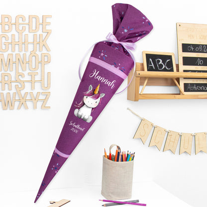 Deine Schultüte aus Stoff mit Wunschname - Mädchen Modell 12 - 85 cm