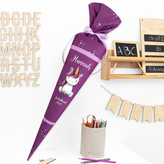 Deine Schultüte aus Stoff mit Wunschname - Mädchen Modell 12 - 70 cm