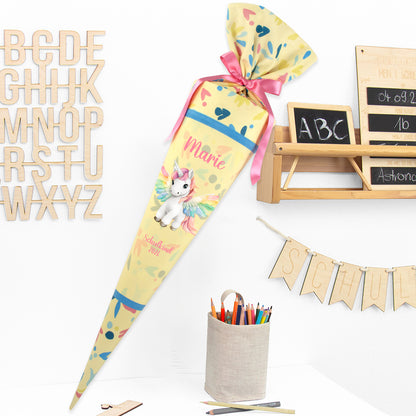 Deine Schultüte aus Stoff mit Wunschname - Mädchen Modell 13 - 85 cm
