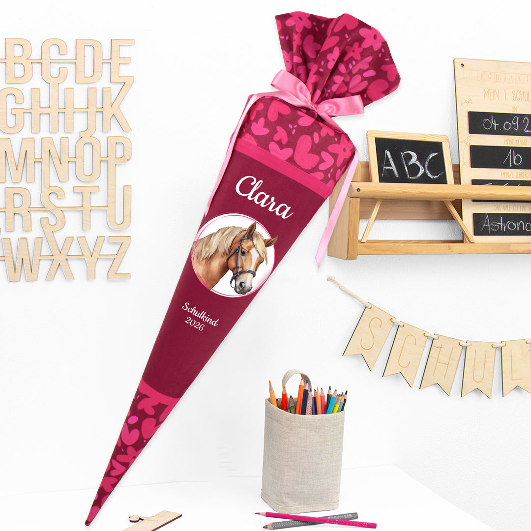 Deine Schultüte aus Stoff mit Wunschname - Mädchen Modell 14 - 85 cm
