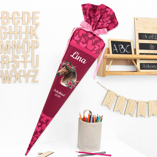 Deine Schultüte aus Stoff mit Wunschname - Mädchen Modell 14 - 70 cm