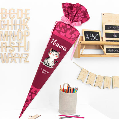 Deine Schultüte aus Stoff mit Wunschname - Mädchen Modell 14 - 85 cm