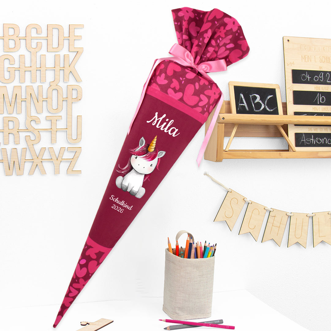 Deine Schultüte aus Stoff mit Wunschname - Mädchen Modell 14 - 85 cm