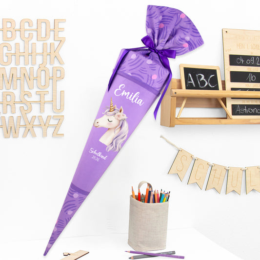 Deine Schultüte aus Stoff mit Wunschname - Mädchen Modell 15 - 70 cm