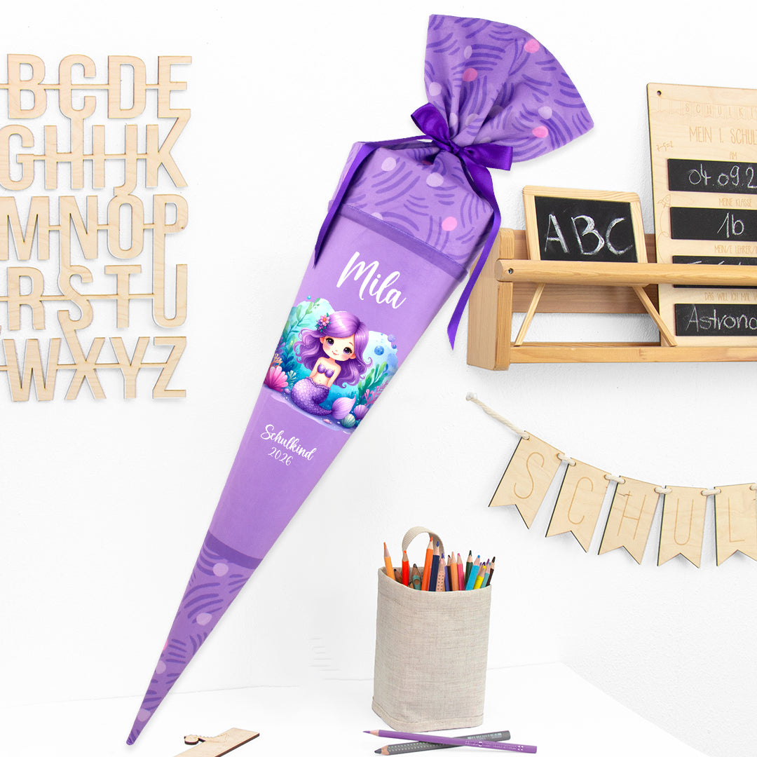 Deine Schultüte aus Stoff mit Wunschname - Mädchen Modell 15 - 70 cm