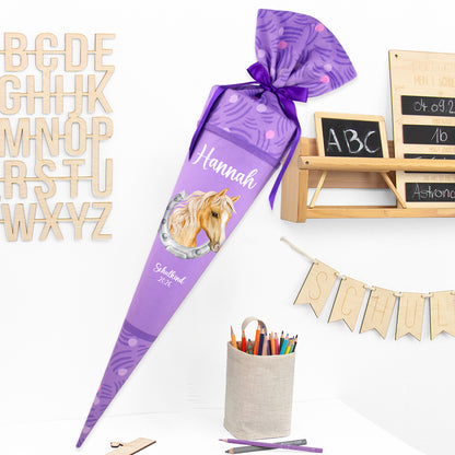 Deine Schultüte aus Stoff mit Wunschname - Mädchen Modell 15 - 70 cm
