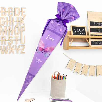 Deine Schultüte aus Stoff mit Wunschname - Mädchen Modell 15 - 70 cm
