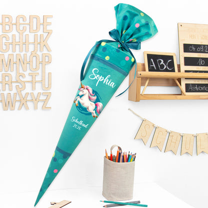 Deine Schultüte aus Stoff mit Wunschname - Mädchen Modell 16 - 85 cm