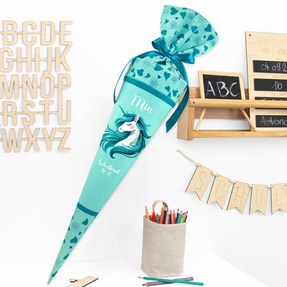 Deine Schultüte aus Stoff mit Wunschname - Mädchen Modell 17 - 85 cm