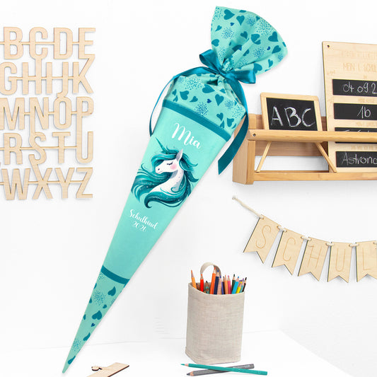 Deine Schultüte aus Stoff mit Wunschname - Mädchen Modell 17 - 70 cm