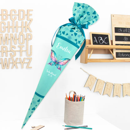 Deine Schultüte aus Stoff mit Wunschname - Mädchen Modell 17 - 85 cm