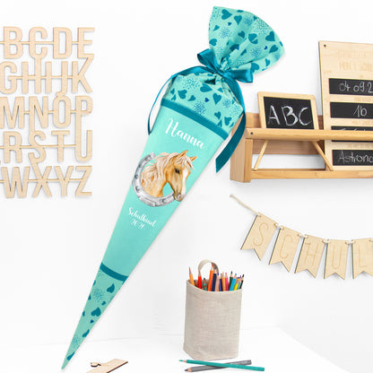 Deine Schultüte aus Stoff mit Wunschname - Mädchen Modell 17 - 85 cm