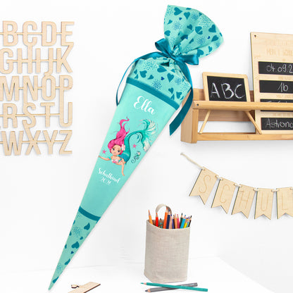 Deine Schultüte aus Stoff mit Wunschname - Mädchen Modell 17 - 85 cm