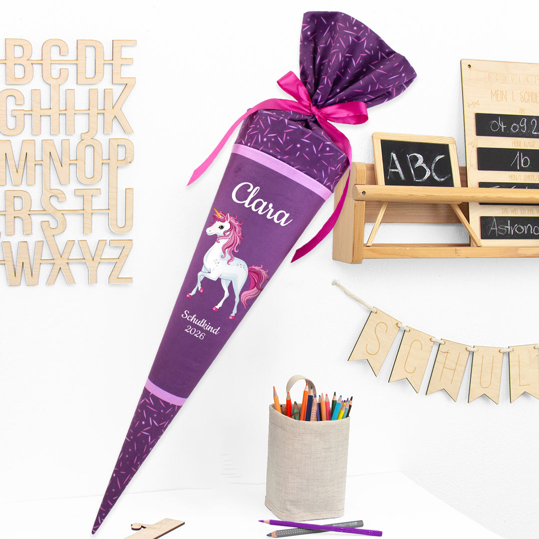 Deine Schultüte aus Stoff mit Wunschname - Mädchen Modell 18 - 85 cm