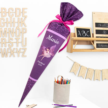 Deine Schultüte aus Stoff mit Wunschname - Mädchen Modell 18 - 85 cm
