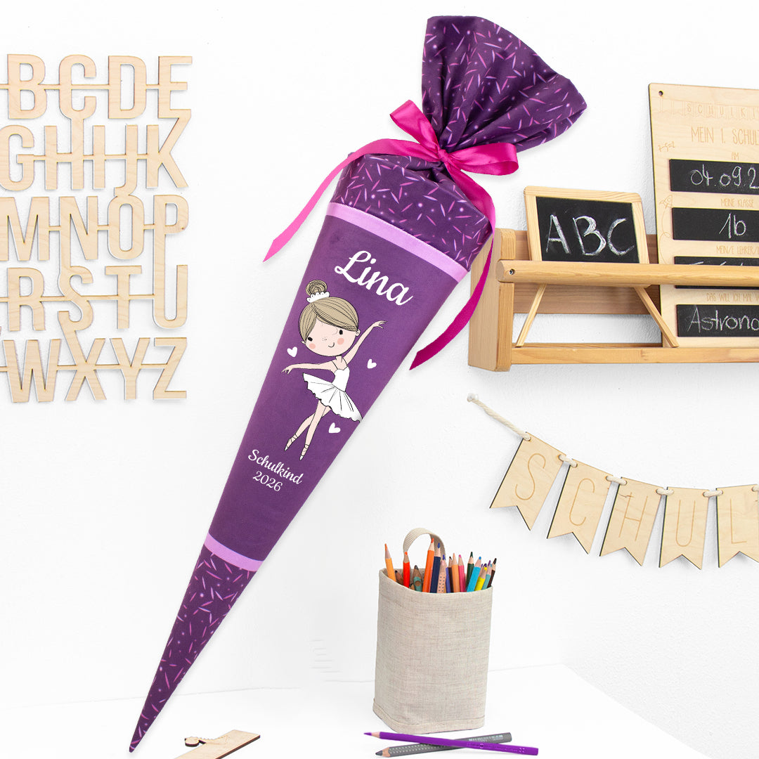 Deine Schultüte aus Stoff mit Wunschname - Mädchen Modell 18 - 85 cm
