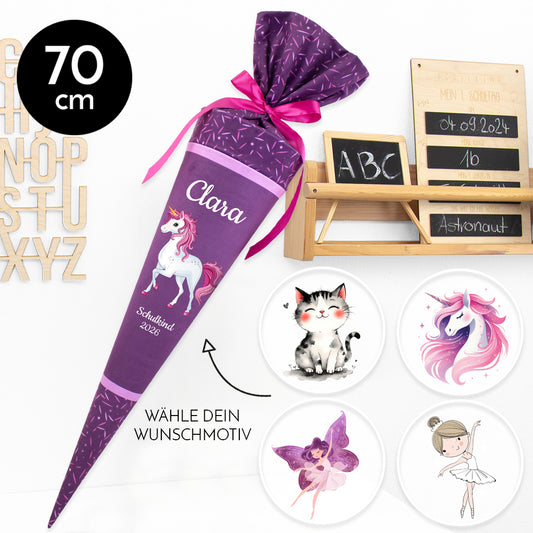 Deine Schultüte aus Stoff mit Wunschname - Mädchen Modell 18 - 70 cm