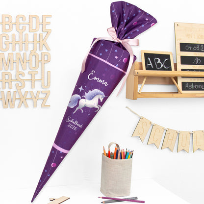 Deine Schultüte aus Stoff mit Wunschname - Mädchen Modell 3 - 85 cm