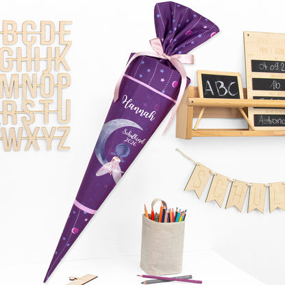 Deine Schultüte aus Stoff mit Wunschname - Mädchen Modell 3 - 85 cm