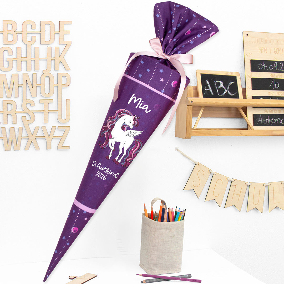 Deine Schultüte aus Stoff mit Wunschname - Mädchen Modell 3 - 85 cm