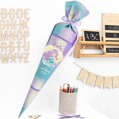 Deine Schultüte aus Stoff mit Wunschname - Mädchen Modell 5 - 85 cm