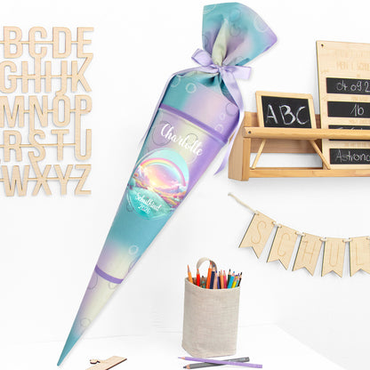 Deine Schultüte aus Stoff mit Wunschname - Mädchen Modell 5 - 85 cm