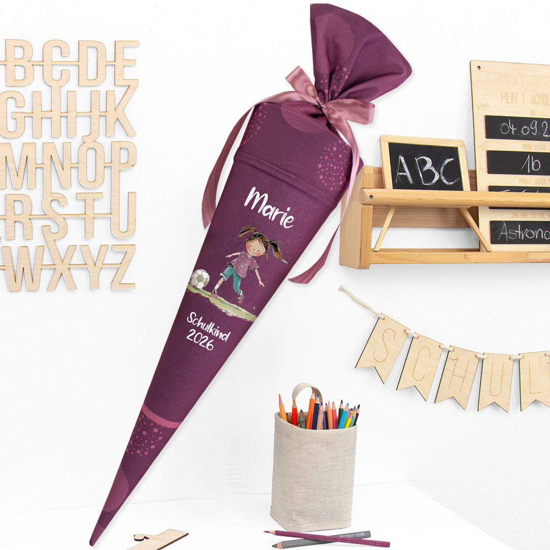Deine Schultüte aus Stoff mit Wunschname - Mädchen Modell 6 - 85 cm