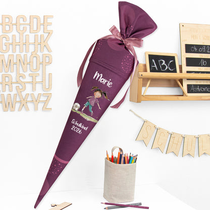 Deine Schultüte aus Stoff mit Wunschname - Mädchen Modell 6 - 85 cm