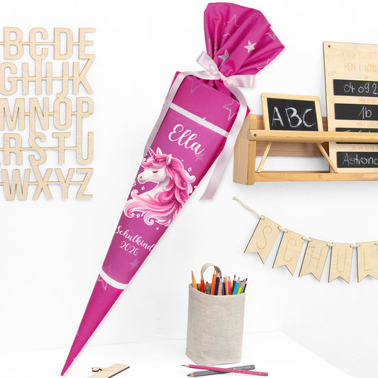 Deine Schultüte aus Stoff mit Wunschname - Mädchen Modell 7 - 70 cm