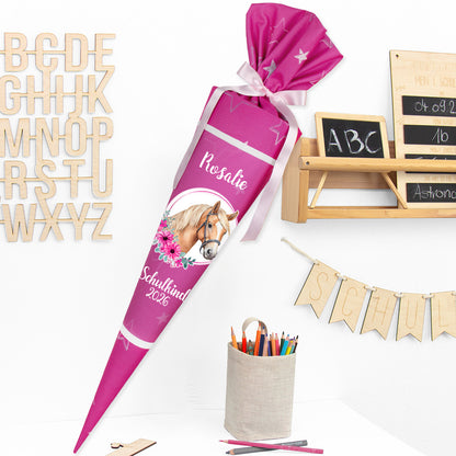 Deine Schultüte aus Stoff mit Wunschname - Mädchen Modell 7 - 85 cm