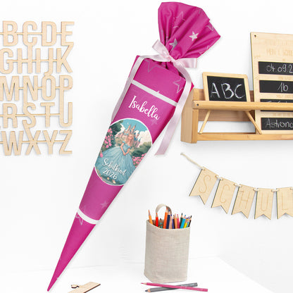 Deine Schultüte aus Stoff mit Wunschname - Mädchen Modell 7 - 85 cm