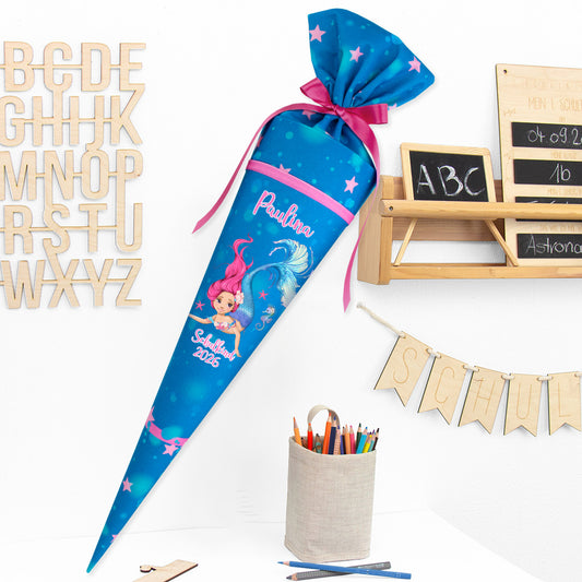 Deine Schultüte aus Stoff mit Wunschname - Mädchen Modell 8 - 70 cm