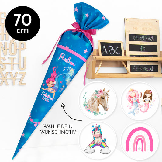 Deine Schultüte aus Stoff mit Wunschname - Mädchen Modell 8 - 70 cm