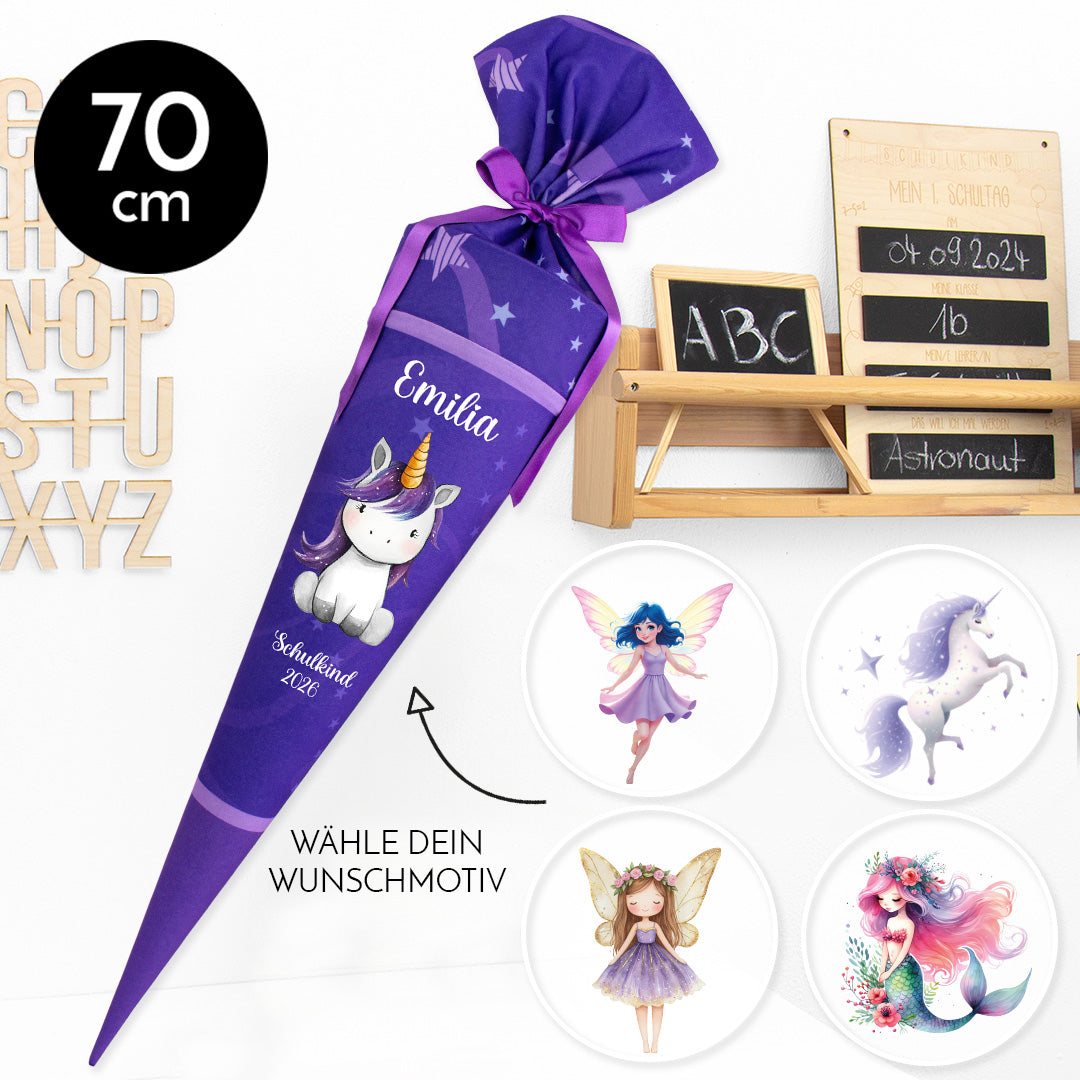 Deine Schultüte aus Stoff mit Wunschname - Mädchen Modell 9 - 70 cm