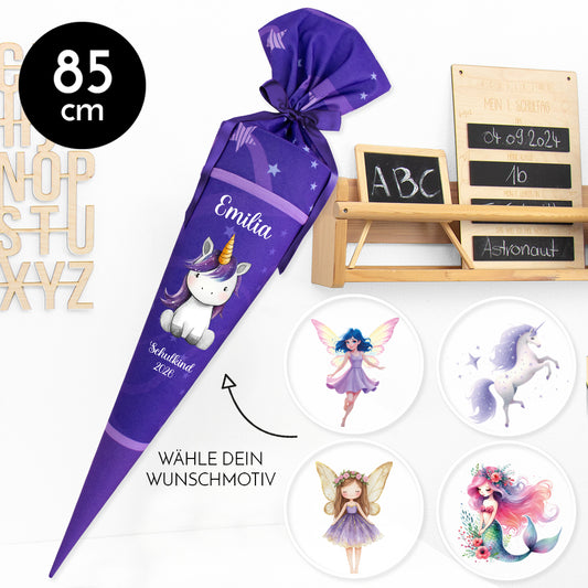 Deine Schultüte aus Stoff mit Wunschname - Mädchen Modell 9 - 85 cm