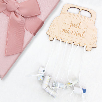 Geschenkkarte - Holz - Geldgeschenk Hochzeit -  Auto - Just married