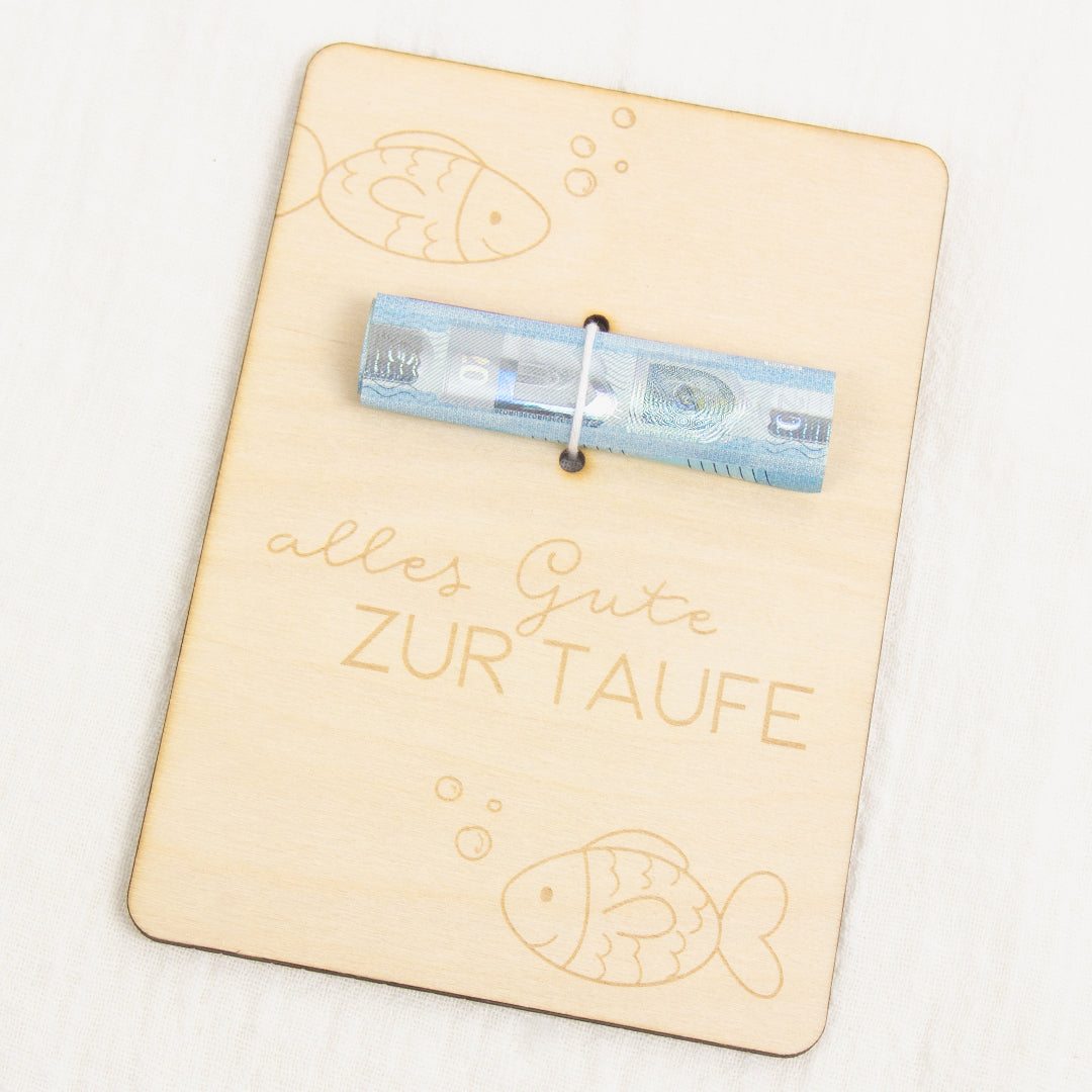 Geschenkkarte - Holz - Geldgeschenk Taufe - Fisch
