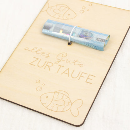 Geschenkkarte - Holz - Geldgeschenk Taufe - Fisch