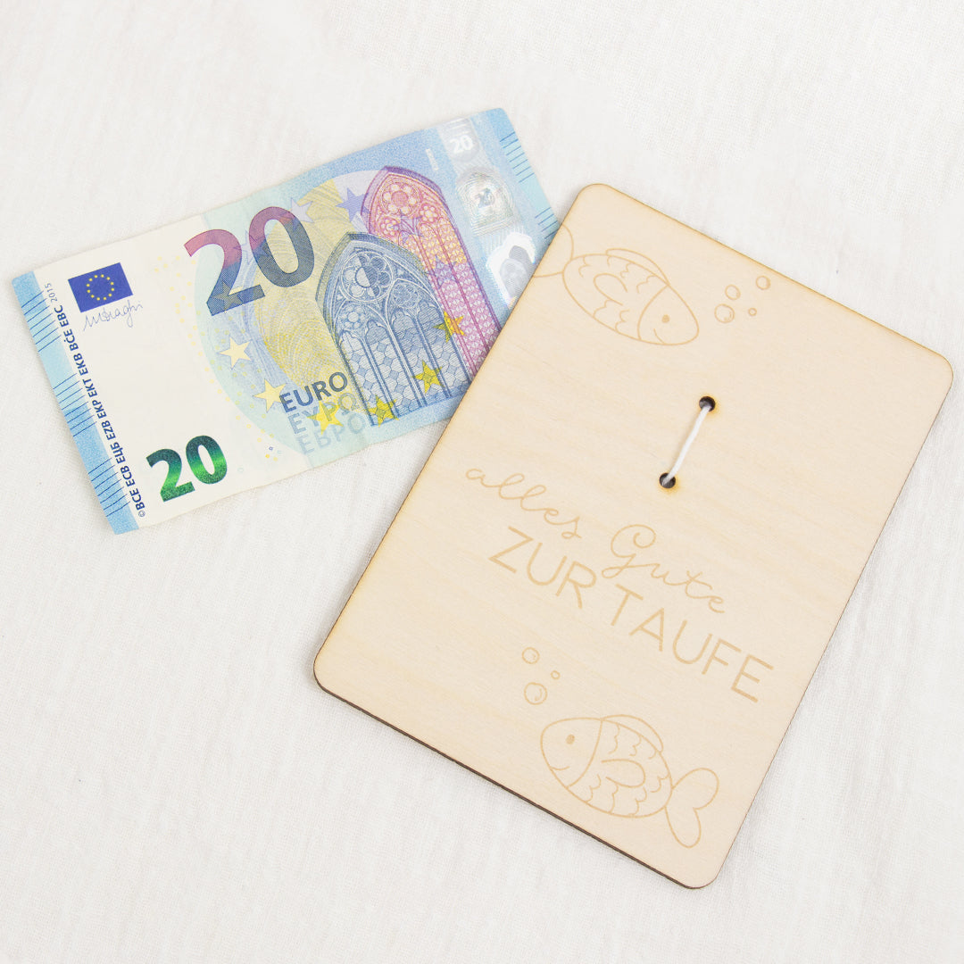 Geschenkkarte - Holz - Geldgeschenk Taufe - Fisch