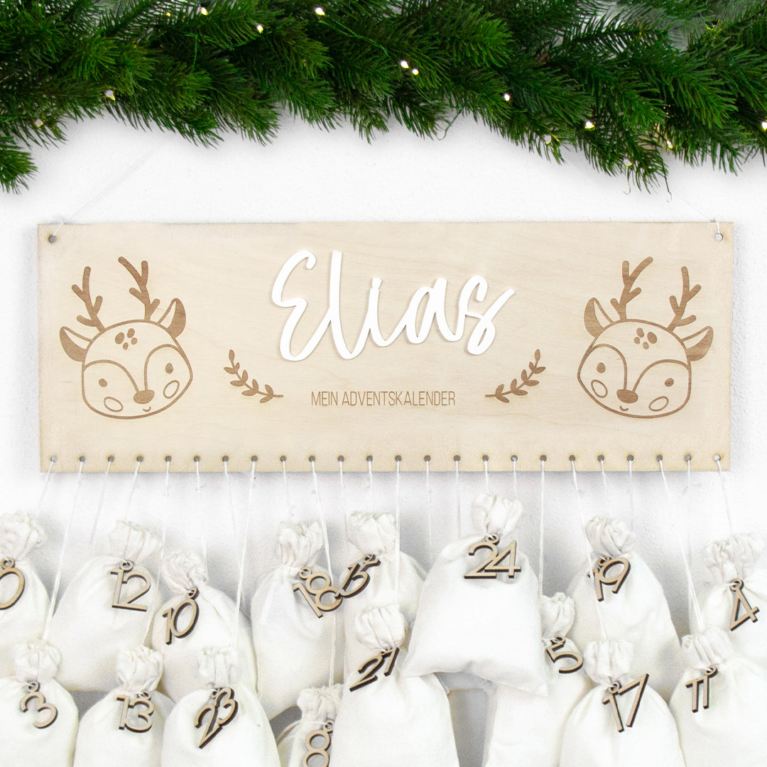 Adventskalender | Holz | Leiste | Rentier | Acryl | personalisierbar