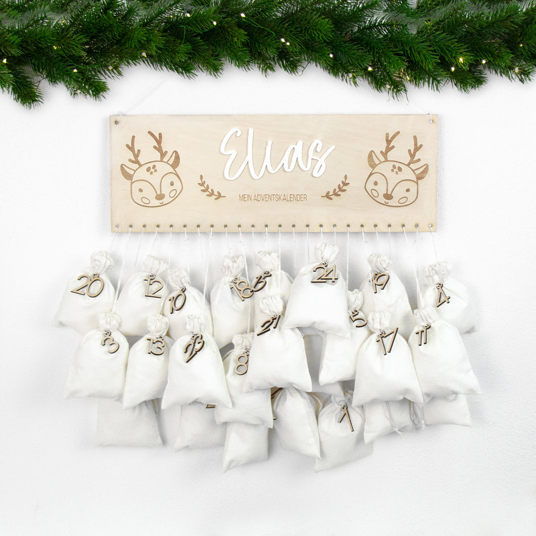 Adventskalender | Holz | Leiste | Rentier | Acryl | personalisierbar