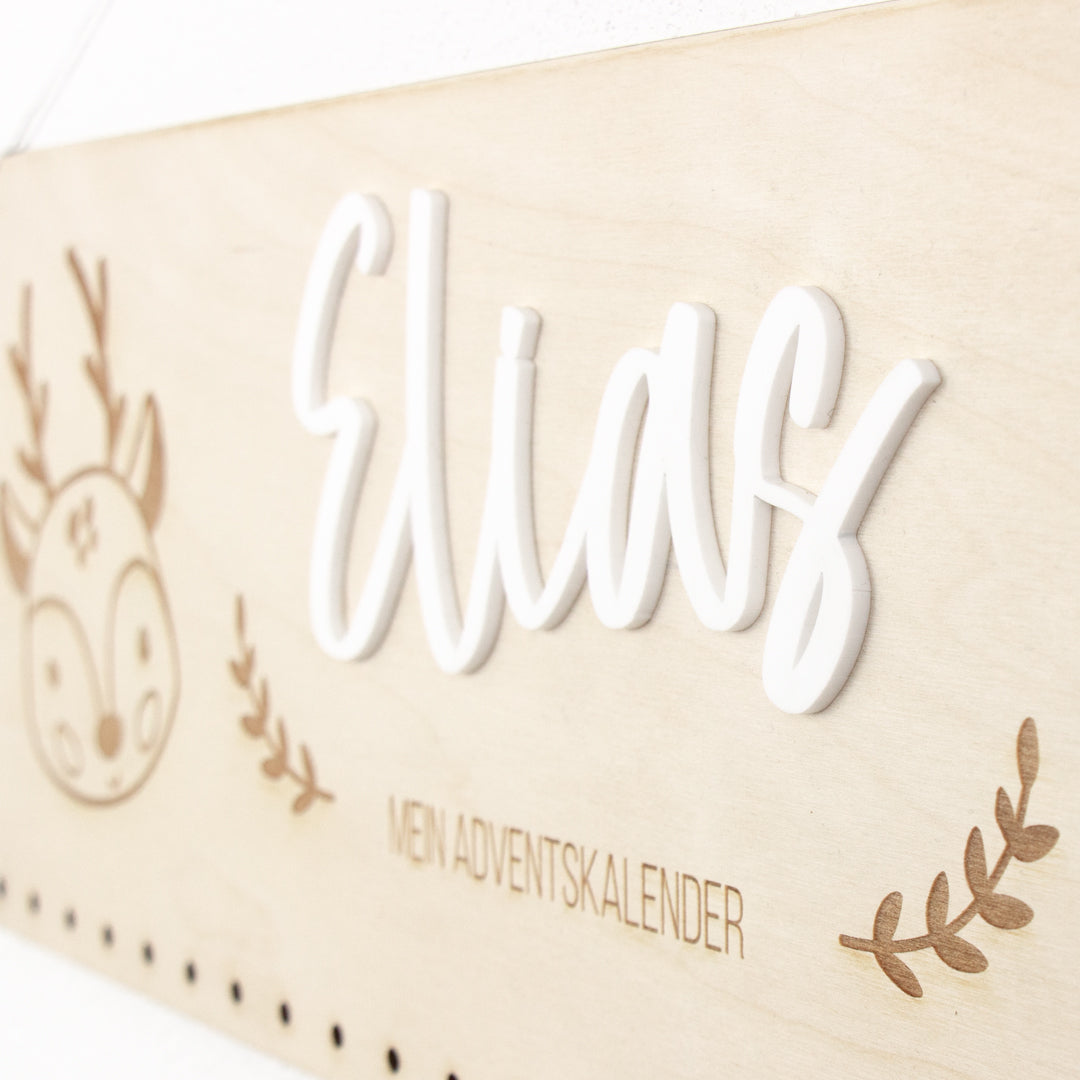 Adventskalender | Holz | Leiste | Rentier | Acryl | personalisierbar