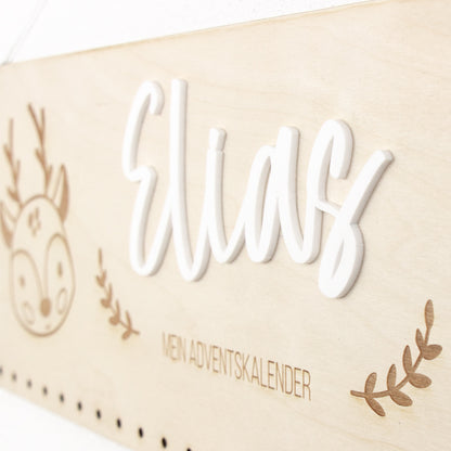 Adventskalender | Holz | Leiste | Rentier | Acryl | personalisierbar