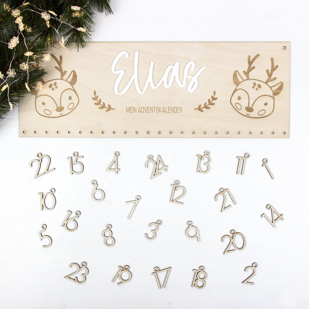 Adventskalender | Holz | Leiste | Rentier | Acryl | personalisierbar