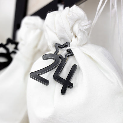 Adventskalender | Holz | Stern | Acryl schwarz | personalisierbar