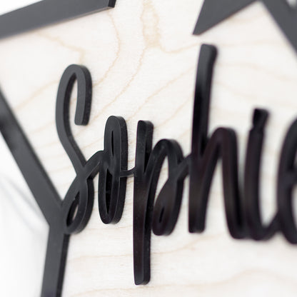 Adventskalender | Holz | Stern | Acryl schwarz | personalisierbar