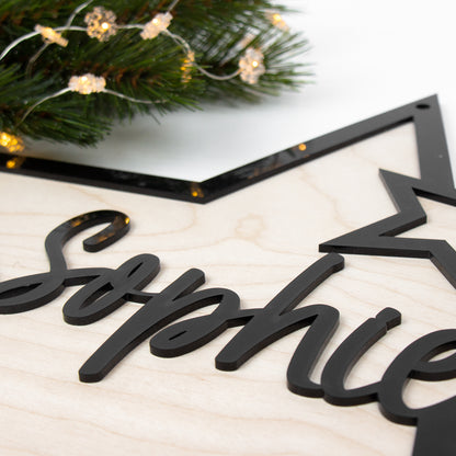 Adventskalender | Holz | Stern | Acryl schwarz | personalisierbar