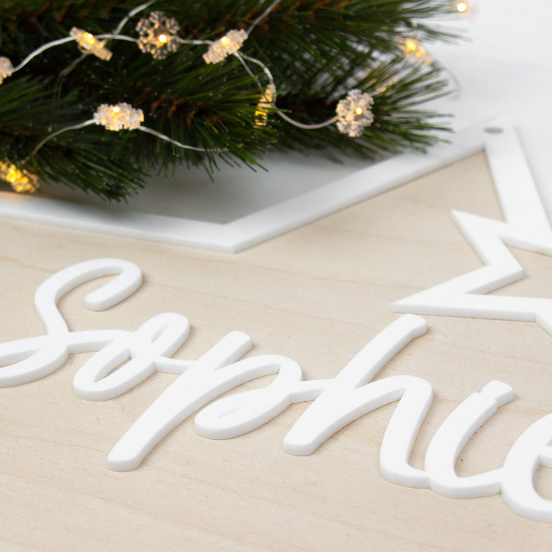 Adventskalender | Holz | Stern | Acryl weiß | personalisierbar