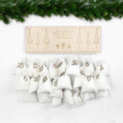 Adventskalender | Holz | Leiste | Tannenbäume | personalisierbar