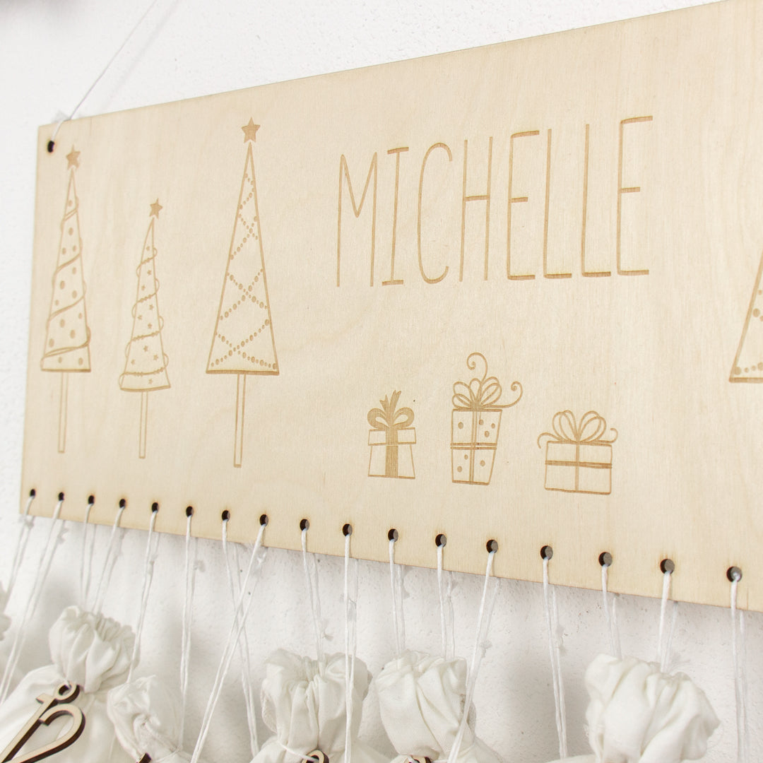Adventskalender | Holz | Leiste | Tannenbäume | personalisierbar